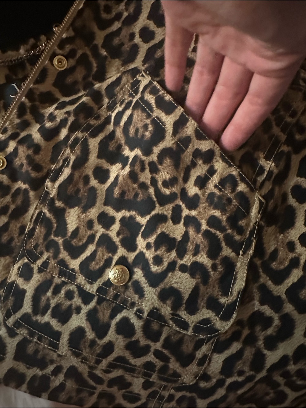 J. Crew Leopard Print Barn Jacket with Black Collar - Picture 8 of 10